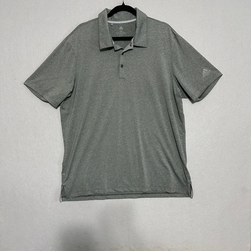 Adidas Mens XL‎ Grey Heather Short Sleeve Golf Polo Shirt Athletic Performance